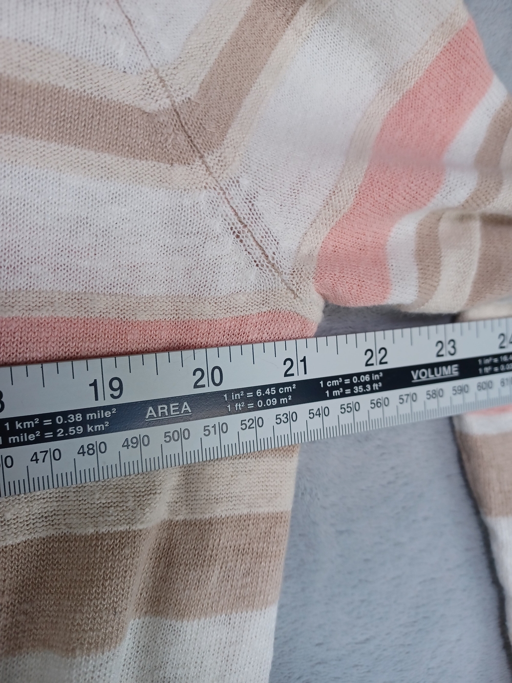 Linen Blend Open Front Cardigan XL Pink Beige Stripe Coastal Resort Hamptons - Picture 10 of 11